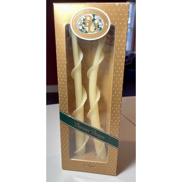 Lot of 2 Vintage 100% Beeswax 12” Spiral Tapers Candlesticks Beeswax Designs NIB - Picture 2 of 6